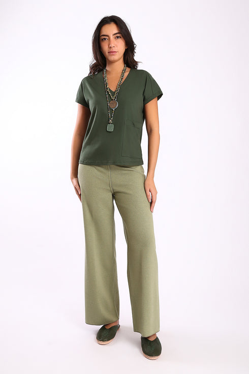 Reversible straight leg pants in cotton blend jacquard